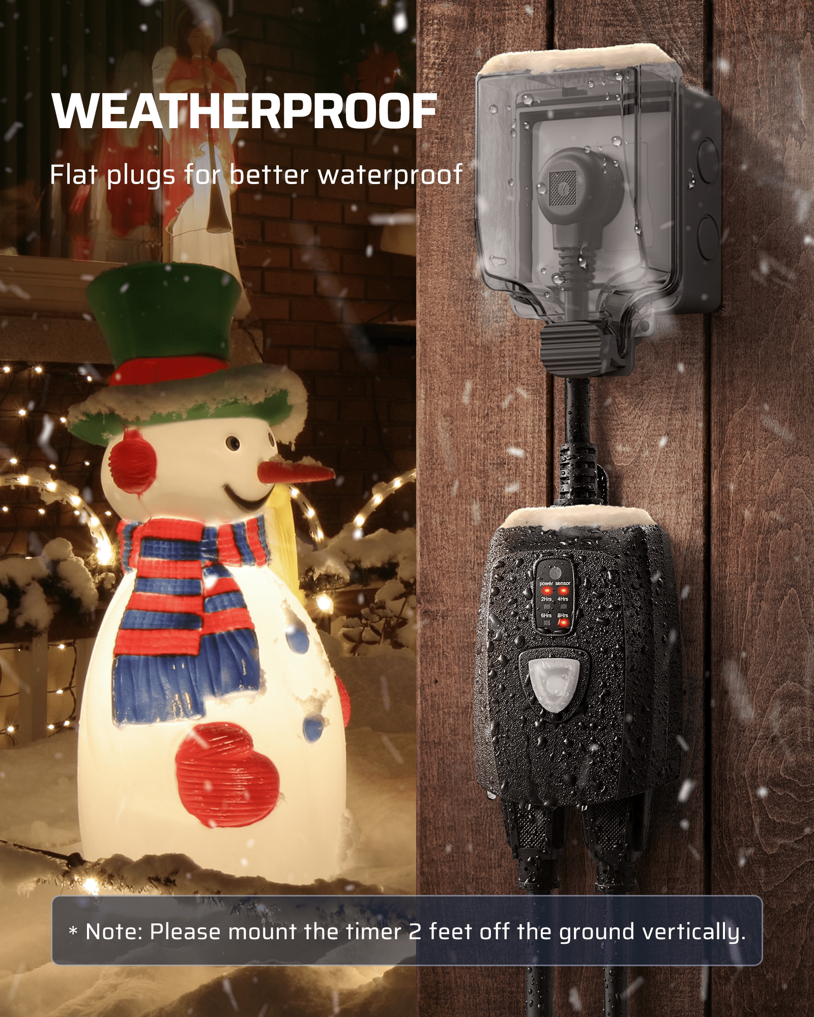 DEWENWILS Waterproof Outdoor Light Timer, 15A 1/2HP Outlet Timer Outdoor with 2 Grounded Outlets, 100FT Remote Control, Outdoor Timer for Lamps, Decorations, Pump, Sprinkler, Fountain-HODT12G