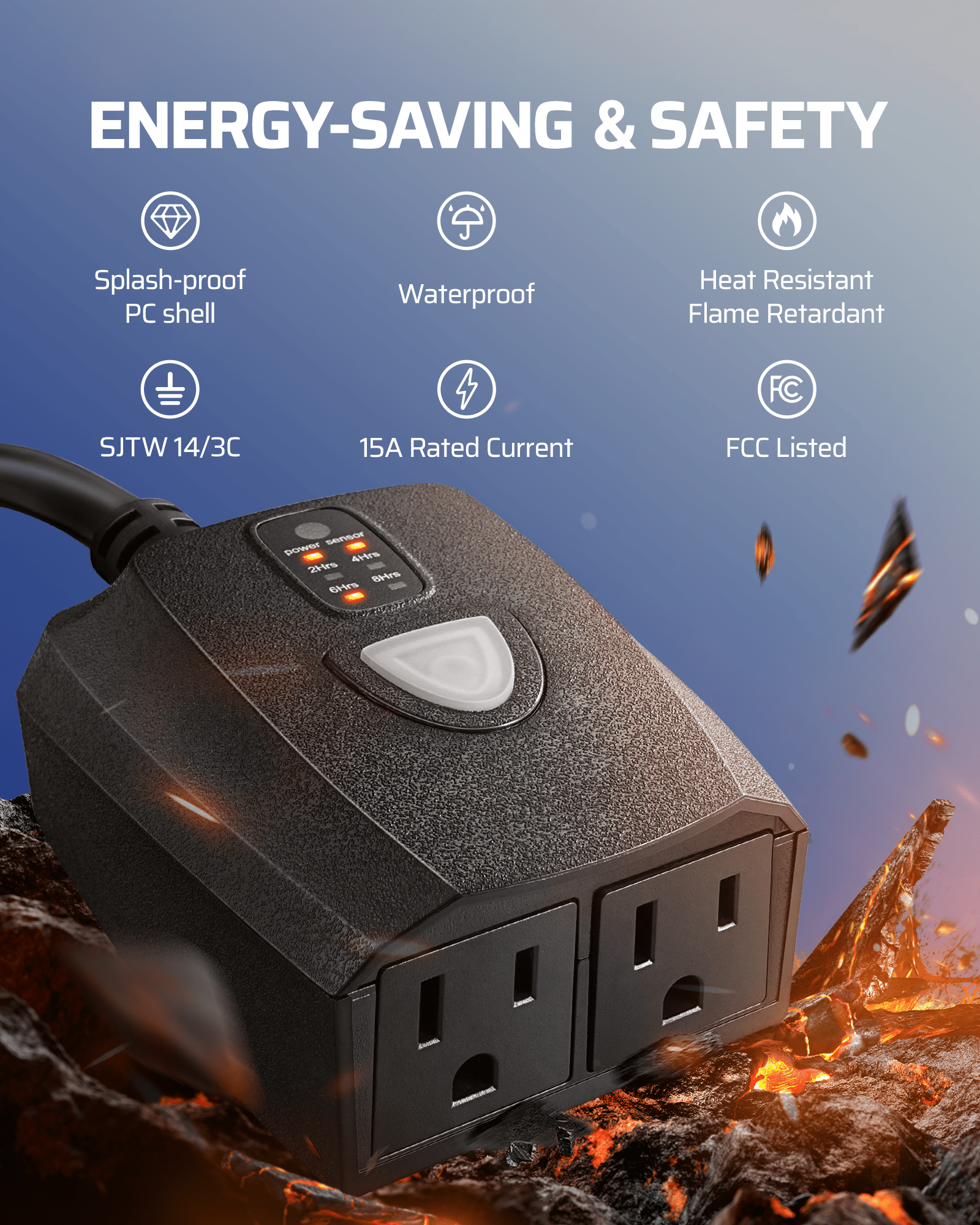 DEWENWILS Waterproof Outdoor Light Timer, 15A 1/2HP Outlet Timer Outdoor with 2 Grounded Outlets, 100FT Remote Control, Outdoor Timer for Lamps, Decorations, Pump, Sprinkler, Fountain-HODT12G