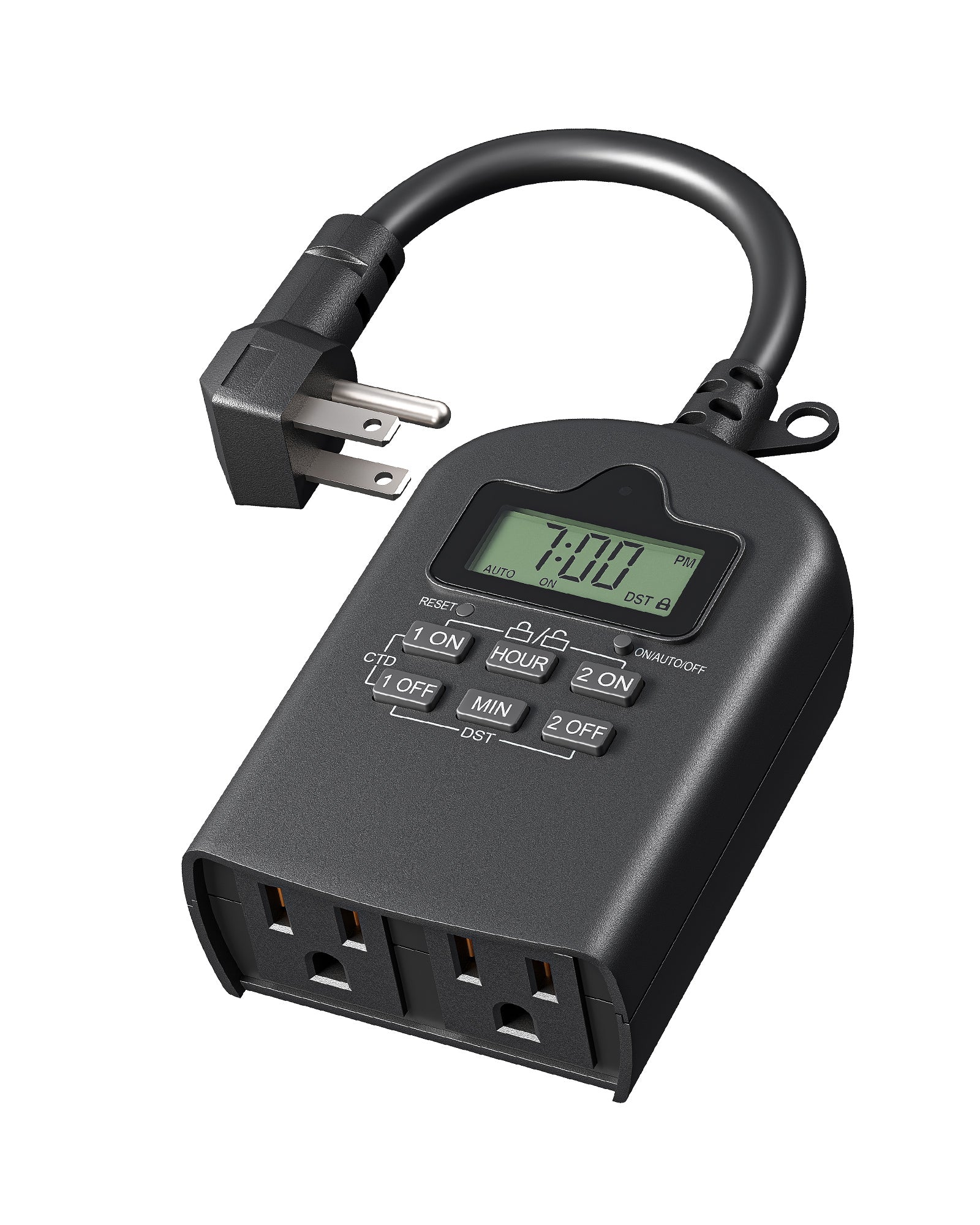 DEWENWILS Outdoor Timer Outlet Waterproof, Outdoor Digital Timer for Lights, Programmable with 2 Grounded Outlets, for Home and Garden, 15A, 1/2HP, Heavy Duty-HODT12H