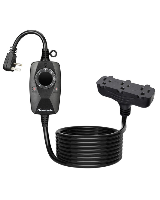 DEWENWILS Outdoor Light Timer with 12FT Extension Cord, Weatherproof Photocell Timer Switch with 3 Grounded Outlets-SHODT13D