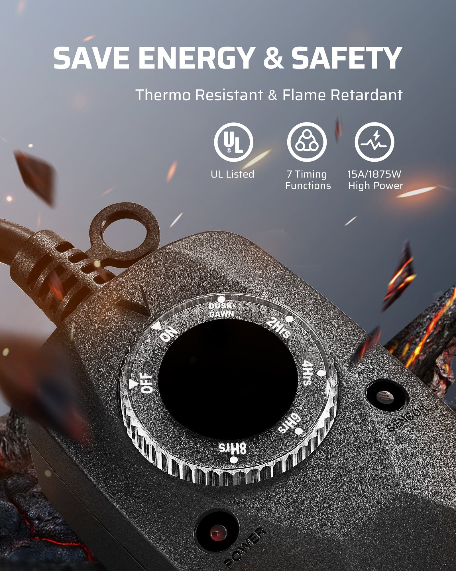 DEWENWILS Outdoor Light Timer with 12FT Extension Cord, Weatherproof Photocell Timer Switch with 3 Grounded Outlets-SHODT13D