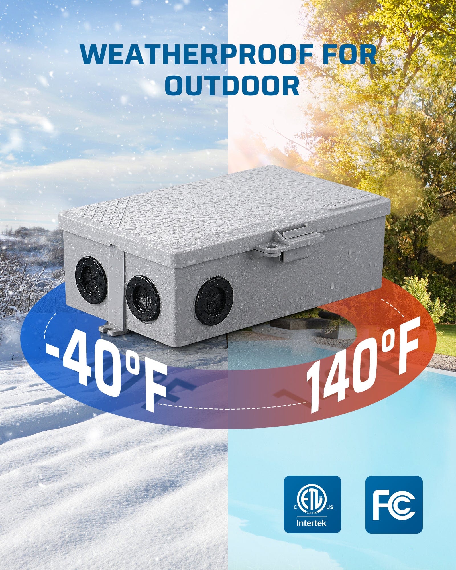 DEWENWILS Mechanical Pool Pump Timer is weatherproof for outdoor use, operating from -40°F to 140°F