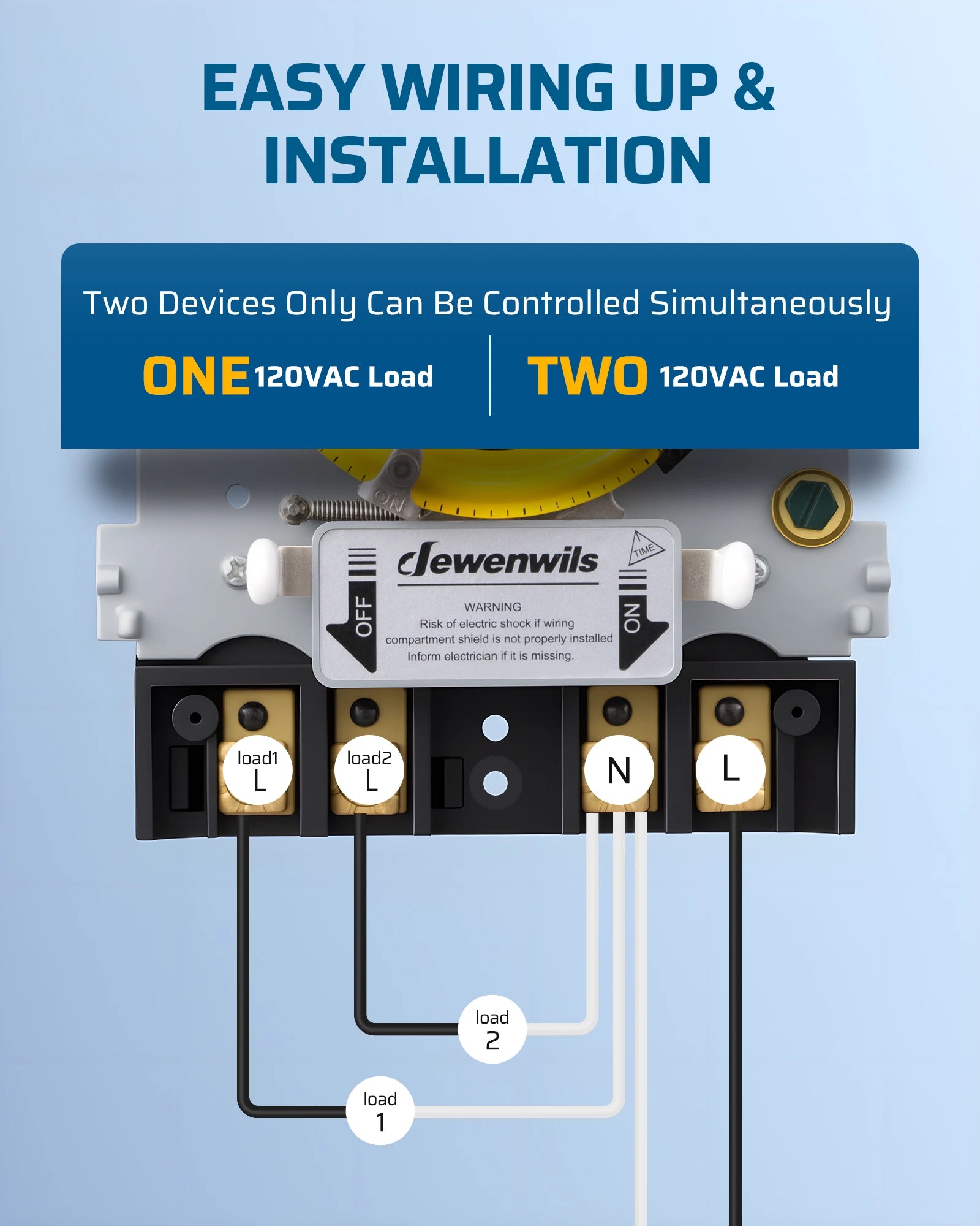 DEWENWILS 24-Hour Mechanical Timer Switch - 120VAC SPST, 2HP 40A, Metal Enclosure, Heavy Duty, Manual Override, Ideal for Pool Pump, Water Heater, Lights and Fans, Weatherproof, ETL Listed, Gray - SHOMT01C