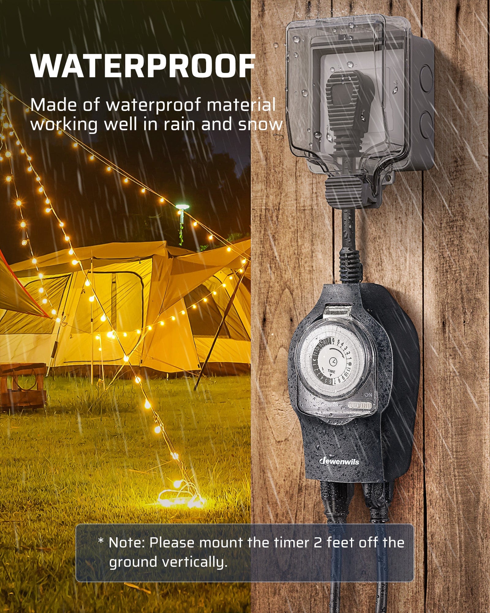 DEWENWILS Mechanical Light Timer, Programmable 24-Hour Plug in Timer with 2 Grounded Outlets-SHOMT12B