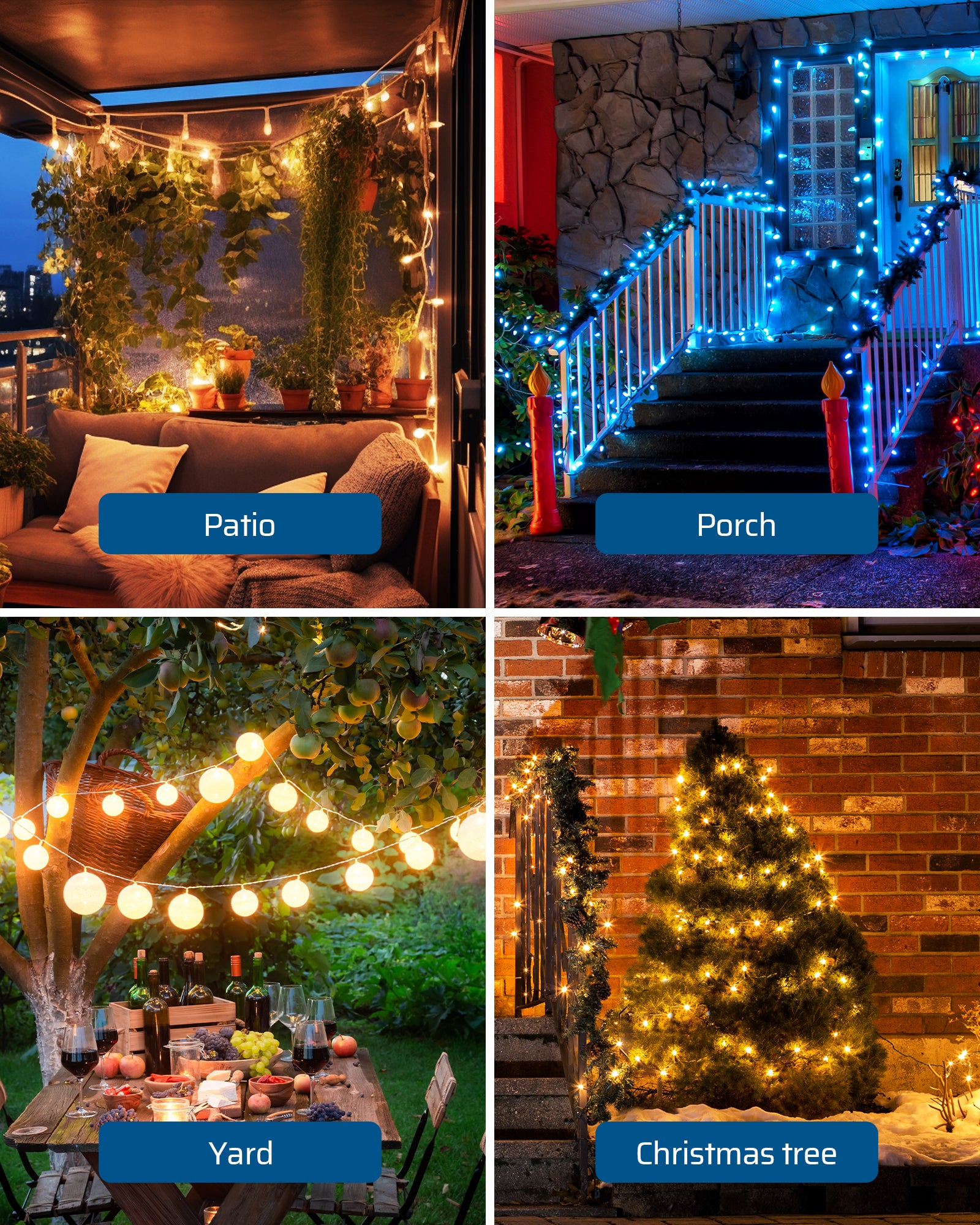 Outdoor dimmer: Features versatile placement options for your patio, yard, porch, or Christmas tree to create the perfect lighting atmosphere.