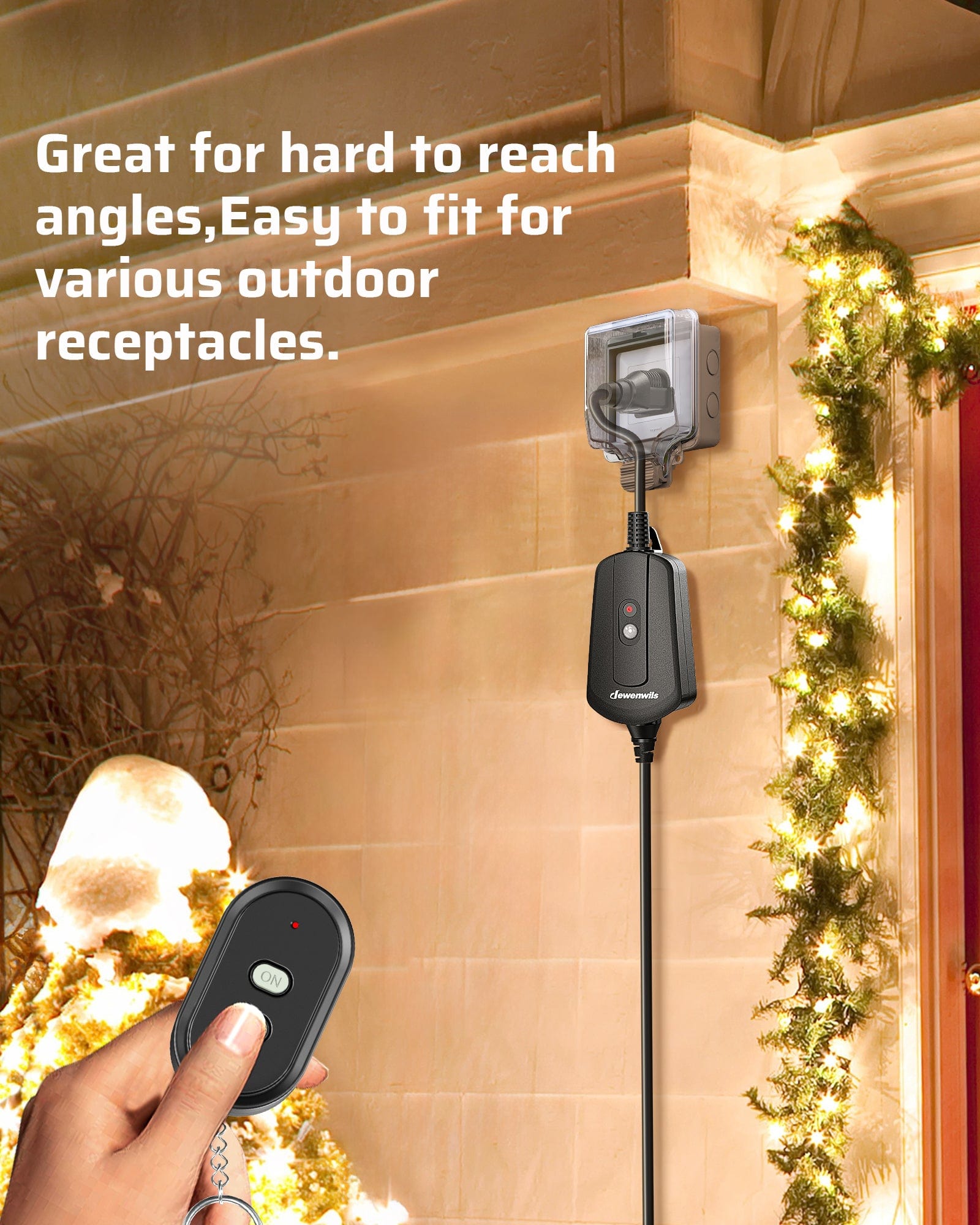 DEWENWILS Waterproof 100ft Wireless Remote Control Outlet with 2ft Extension Cord--SHORS11B