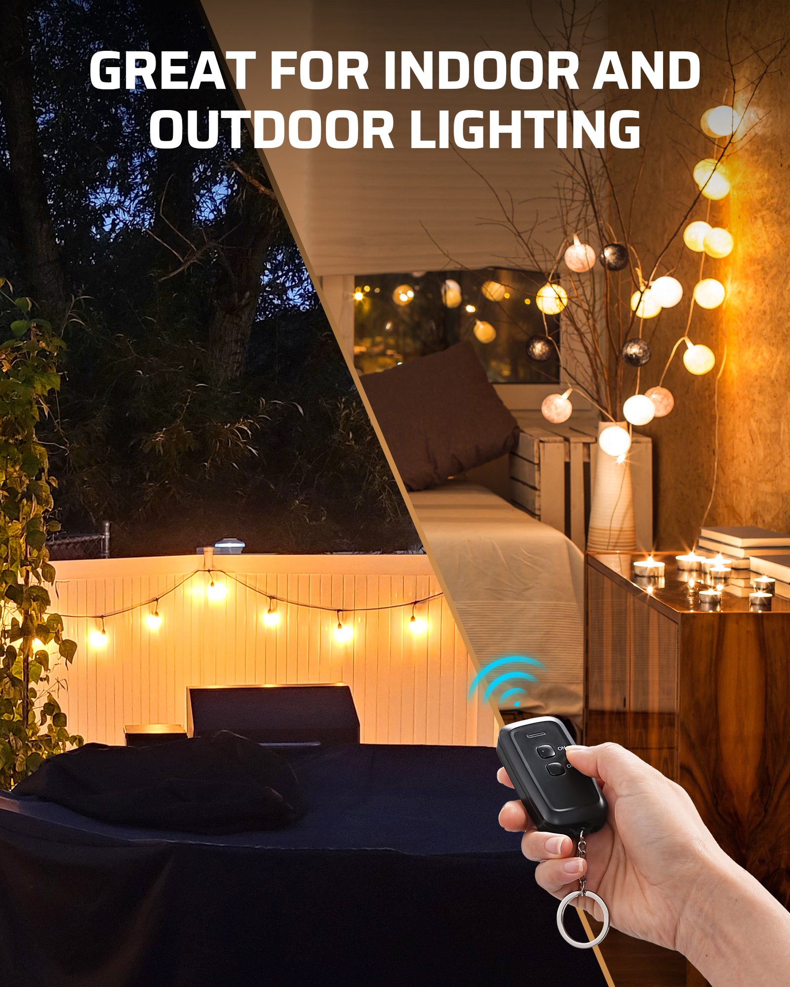 DEWENWILS Outdoor Remote Control Outlet, 125V 15A Wireless Remote Control Switch, 1 Remote 1 Outlet with SJTW Power Cord 100FT Control Range, Weatherproof-HORS11S