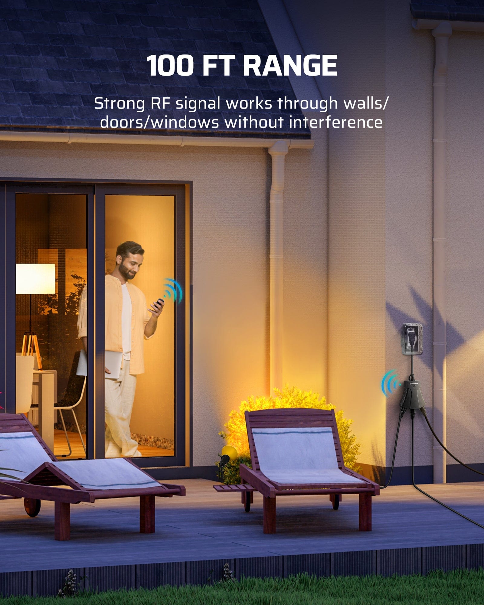 DEWENWILS Waterproof 100ft Wireless Remote Control Outlet, 3 Heavy Duty Outlets--SHORS13B1