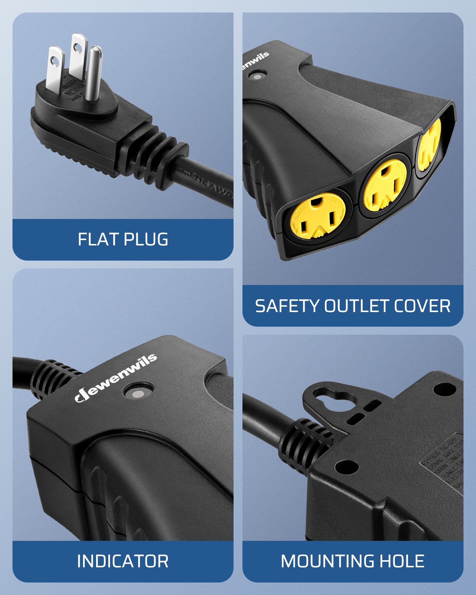 DEWENWILS Waterproof 100ft Wireless Remote Control Outlet, 3 Heavy Duty Outlets--SHORS13B1