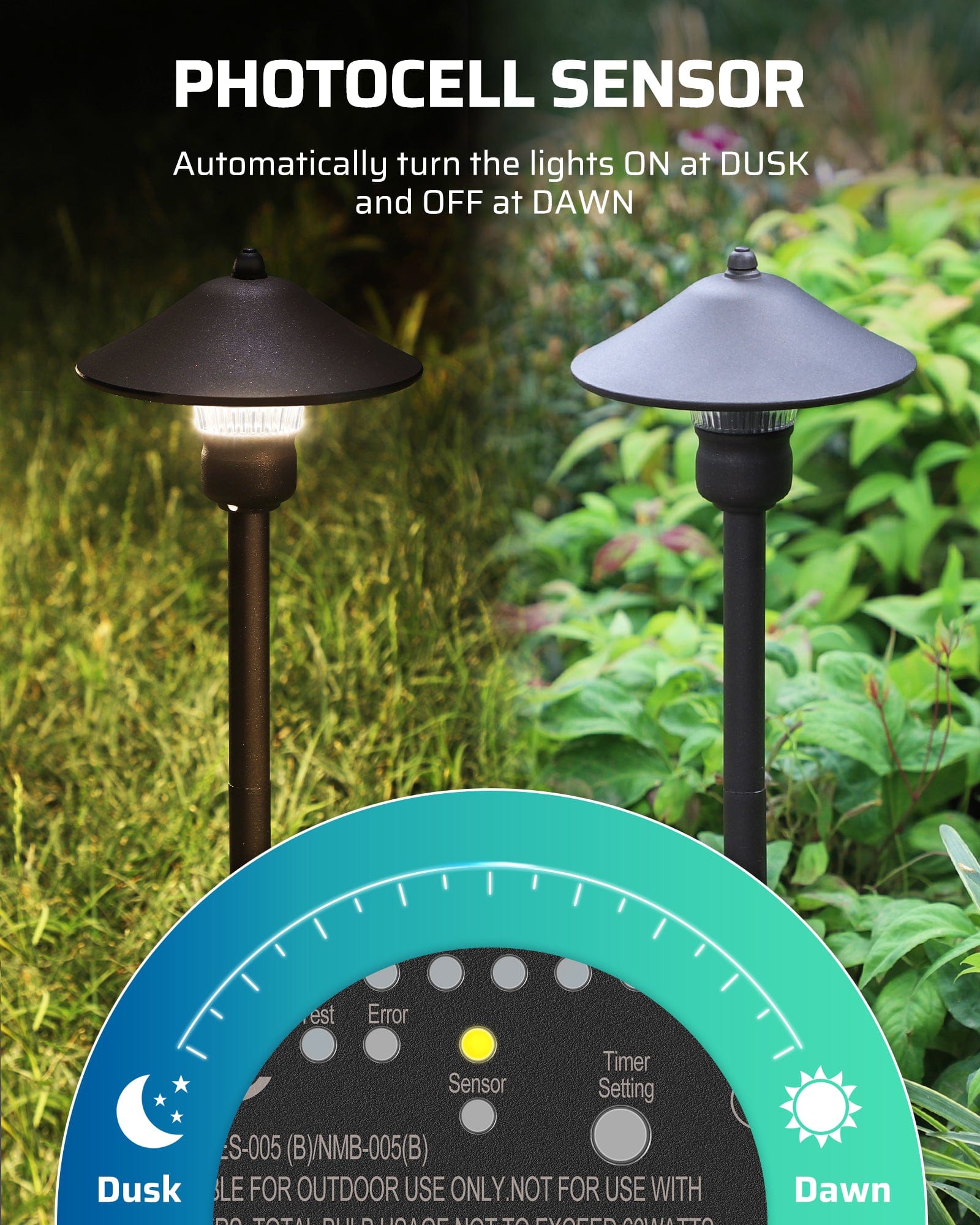 DEWENWILS 60W Low Voltage Transformer with photocell sensor, automatically turning lights on at dusk and off at dawn