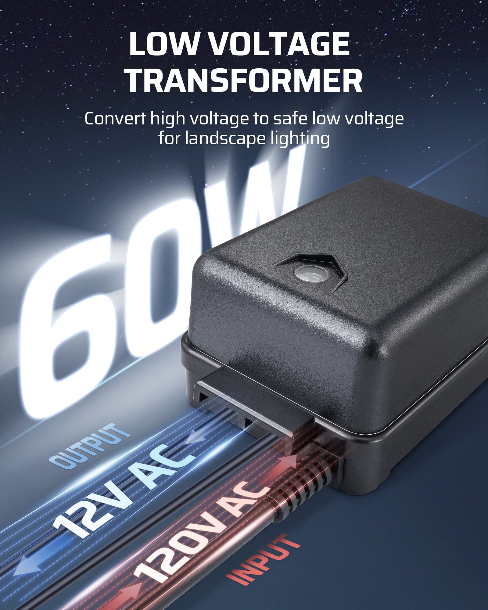 DEWENWILS Low Voltage Transformer, converts 120V AC to 12V AC for safe landscape lighting