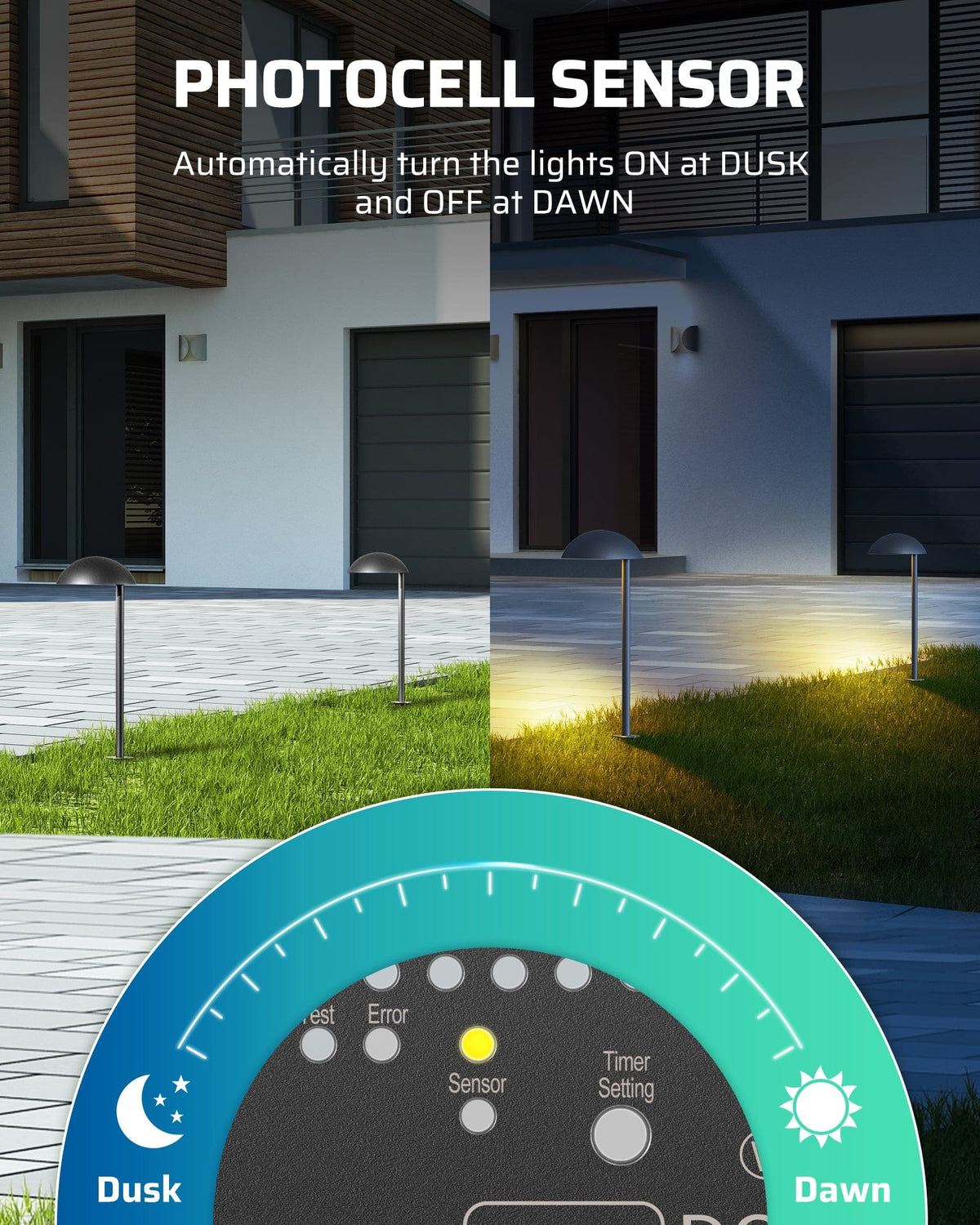 DEWENWILS 60W Low Voltage Transformer with photocell sensor automatically turns lights on at dusk and off at dawn