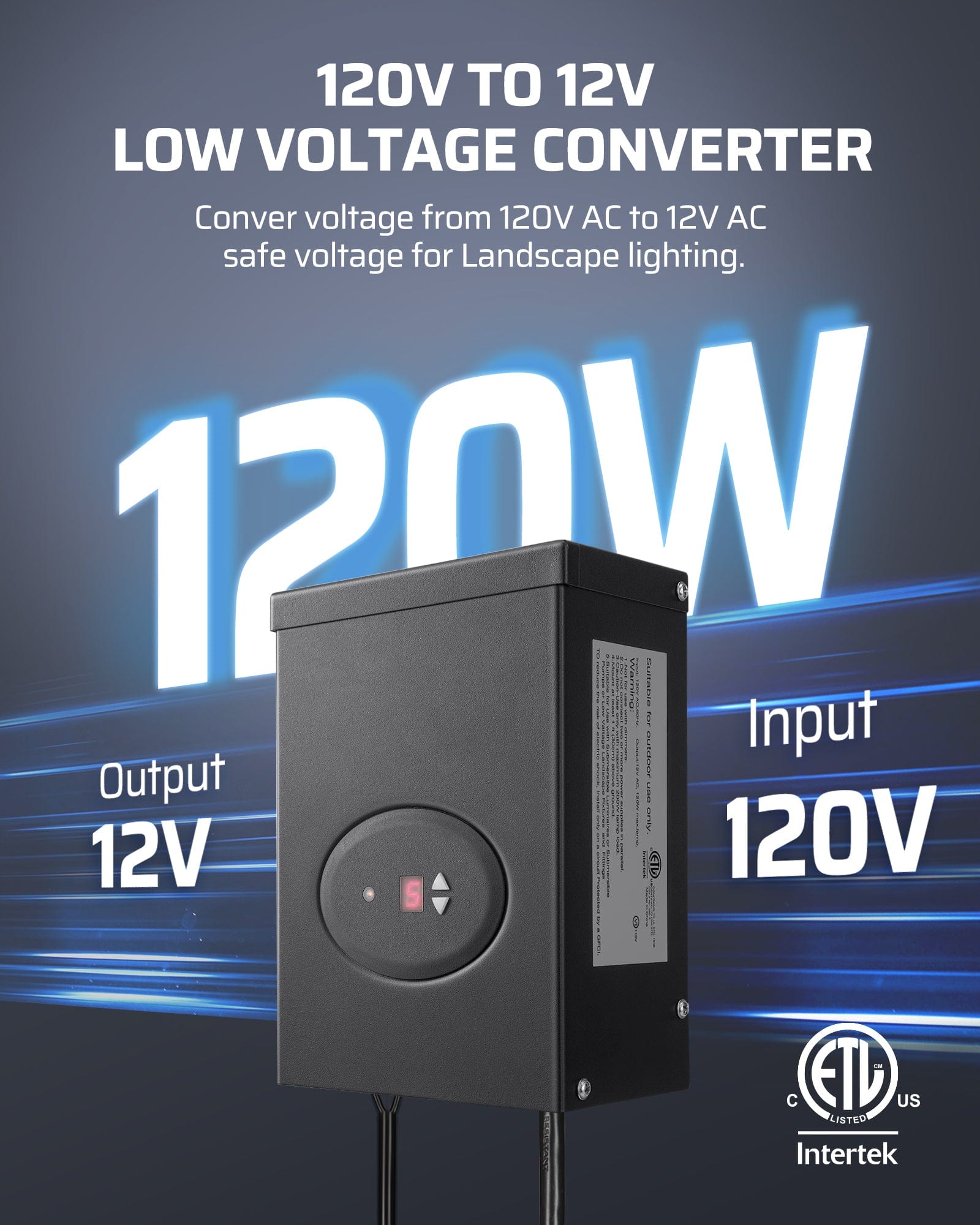 Dewenwils 120W Low Voltage Transformer with Timer, 120V to AC 12V Low Voltage Landscape Lighting