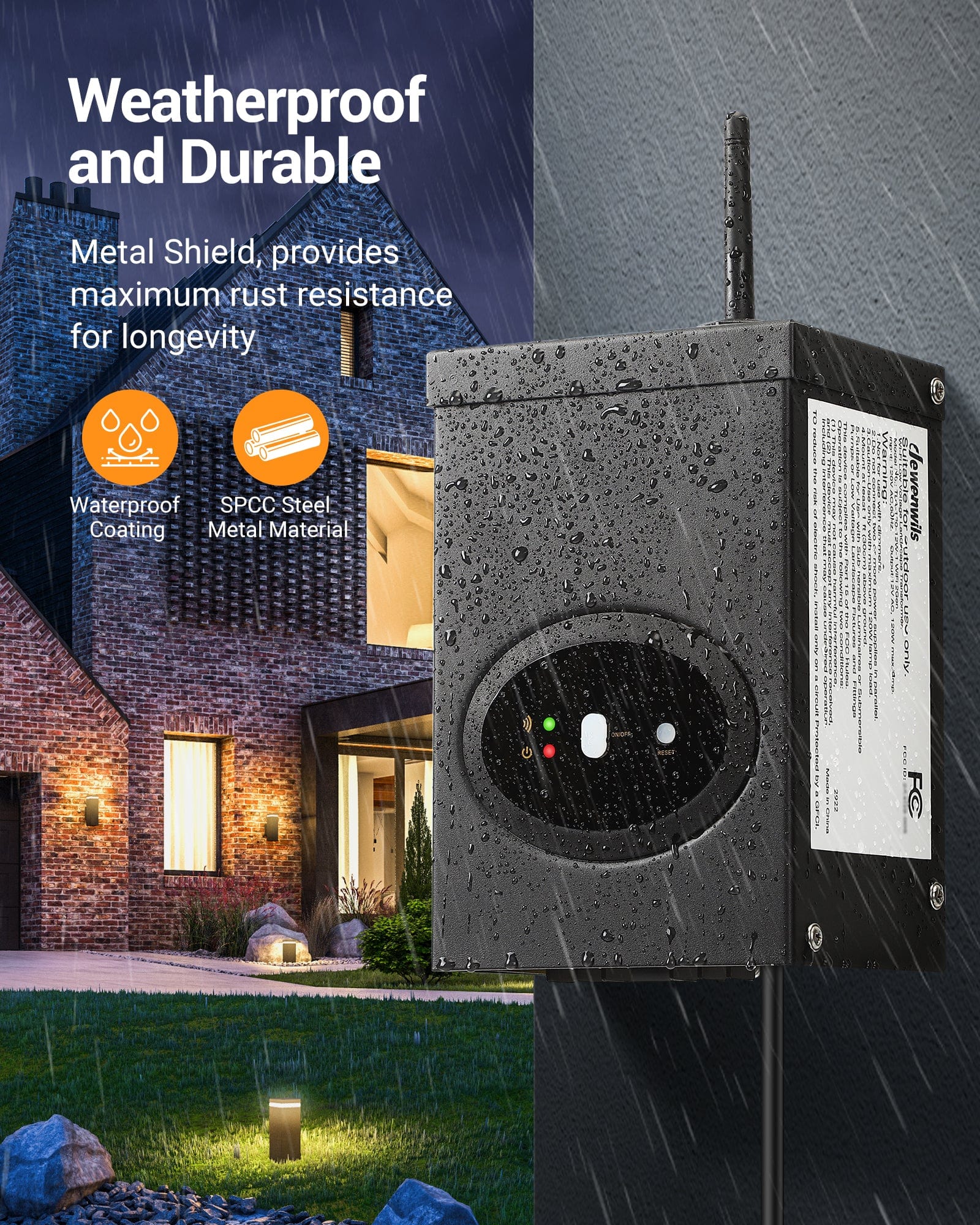 DEWENWILS 120W Low Voltage Landscape Transformer Weatherproof And Durable Metal Shield Provides Maximum Rust Resistance Waterproof Coating SPCC Steel Material