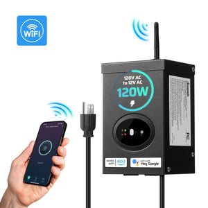 DEWENWILS WiFi 120W Low Voltage Landscape Transformer, 2.4Ghz WiFi Low Voltage Transformer, Works with Alexa & Google Home, 120V AC to 12V AC for LED Landscape Lights, Outdoor Lighting-SHOSL03B2