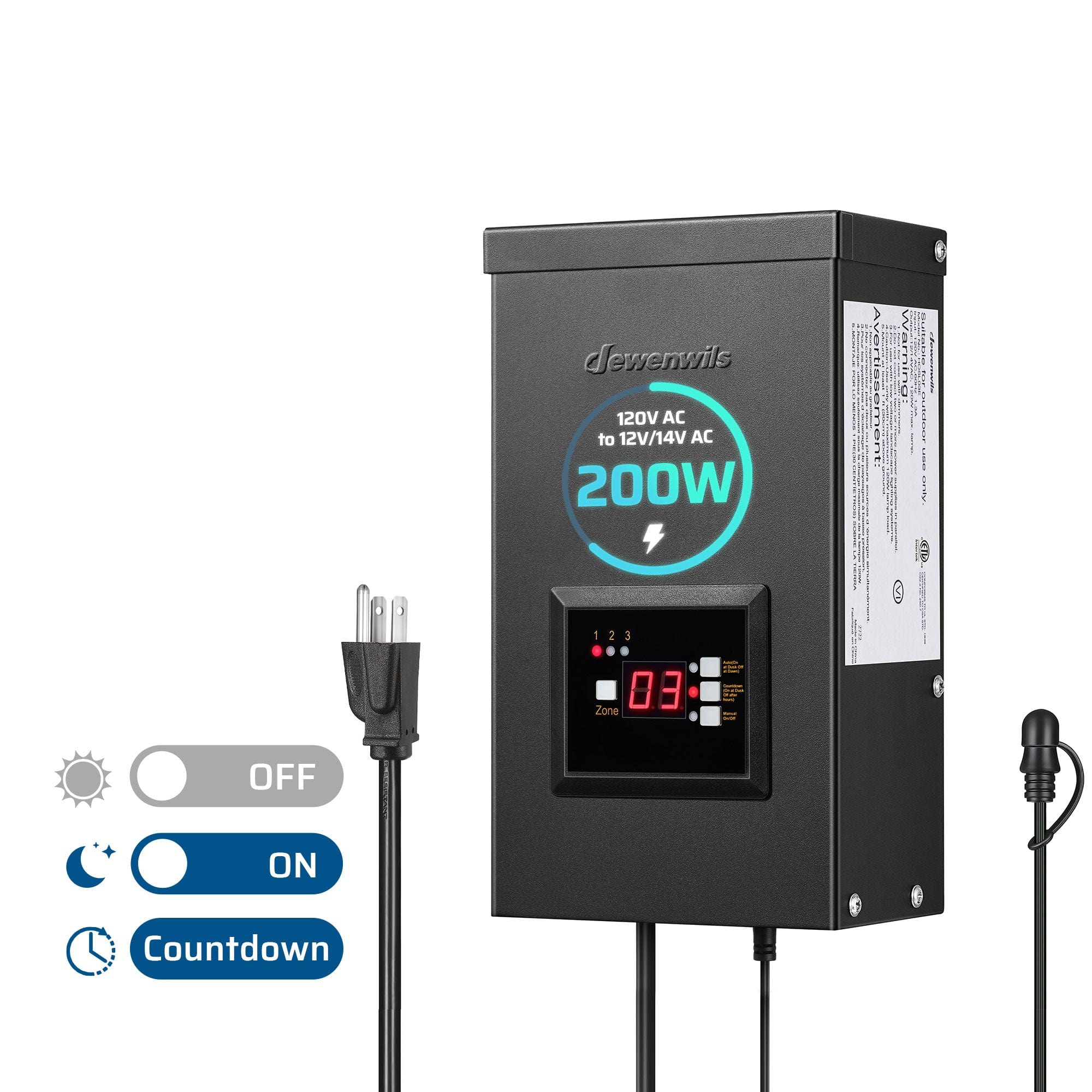 B+L CV90021 12V 200W Low Voltage Dimmable Transformer - For LED & Halogen Landscape Lighting