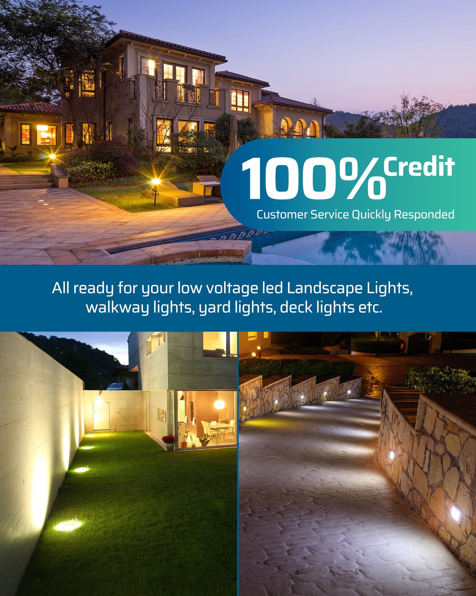 DEWENWILS 300W Low Voltage Transformer ready for low-voltage LED landscape, walkway, yard, and deck lights, with fast and responsive customer service.