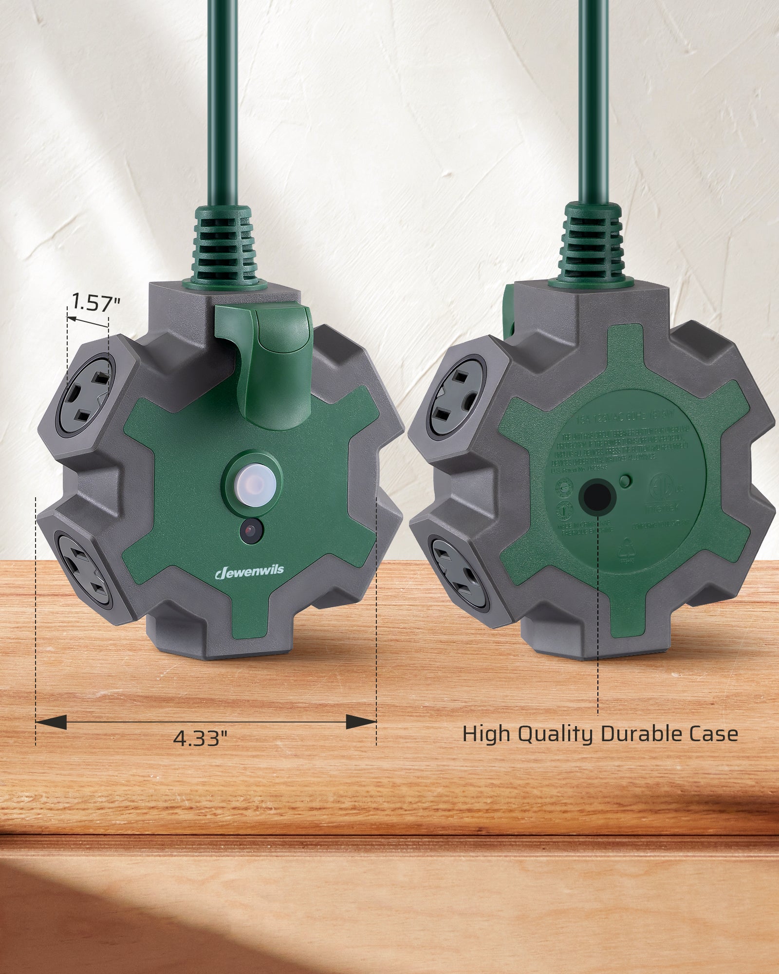 DEWENWILS Industrial Power Strip, Multifaceted Head Heavy Duty Power Strip, 5-Outlet Power Strip, 15FT STJW 14/3C Line Length, 125V, 60Hz, 15A, 1875W, Workshop Power Strip-HOU515C