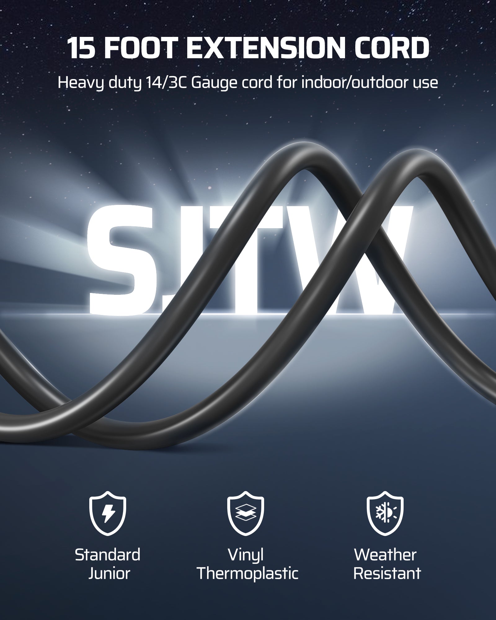 DEWENWILS Industrial Power Strip with 5-Outlet, 15FT Heavy Duty Extension Cord for Garage, Workshop, 14/3 AWG SJTW, Circuit Breaker, Swivel Safety Covers, Black+Orange-HOU515E