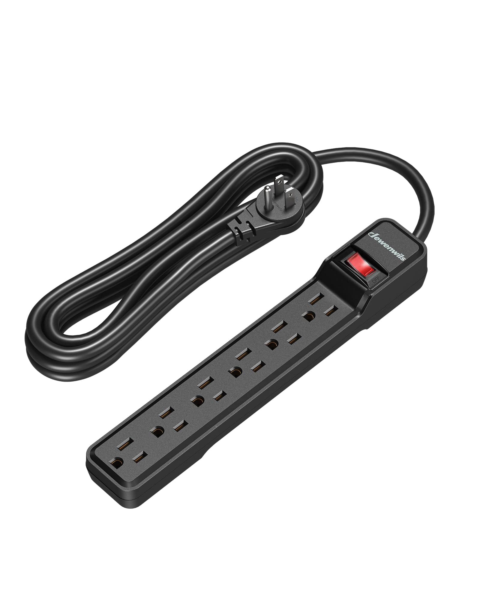 DEWENWILS 6-Outlet Surge Protector Power Strip, 15FT Long Extension Cord, Low Profile Flat Plug, 15 Amp Circuit Breaker, 500 Joules, Wall Mount-HOU615A