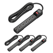DEWENWILS 15 Foot Long Power Strip, 6-Outlet Power Strip 15FT, 15 Amp Circuit Breaker, Low Profile Flat Plug, Surge Protector for Office, Living Room, Bedroom, 4 Pack, Wall Mount, Black-HOU615D