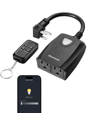 DEWENWILS Outdoor Dimmer for String Lights, Smart Dimmer Plug with Remote, Compatible with Alexa & Google Home, Waterproof, 100FT Range, Remote Dimmer for Dimmable LED/Tungsten Bulbs-HOWD01B