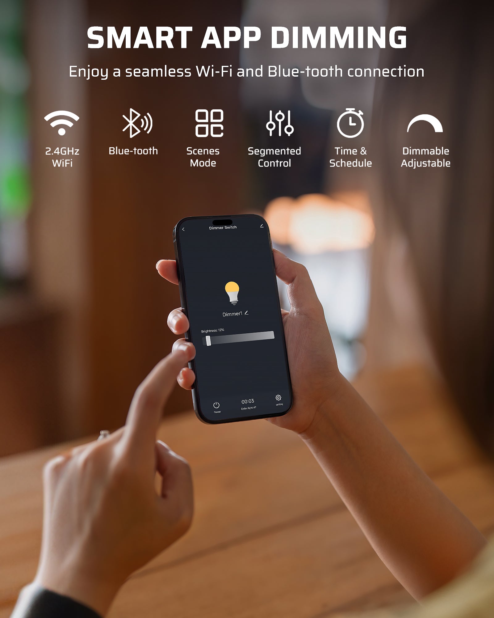 DEWENWILS Outdoor Dimmer for String Lights, Smart Dimmer Plug with Remote, Compatible with Alexa & Google Home, Waterproof, 100FT Range, Remote Dimmer for Dimmable LED/Tungsten Bulbs-HOWD01B