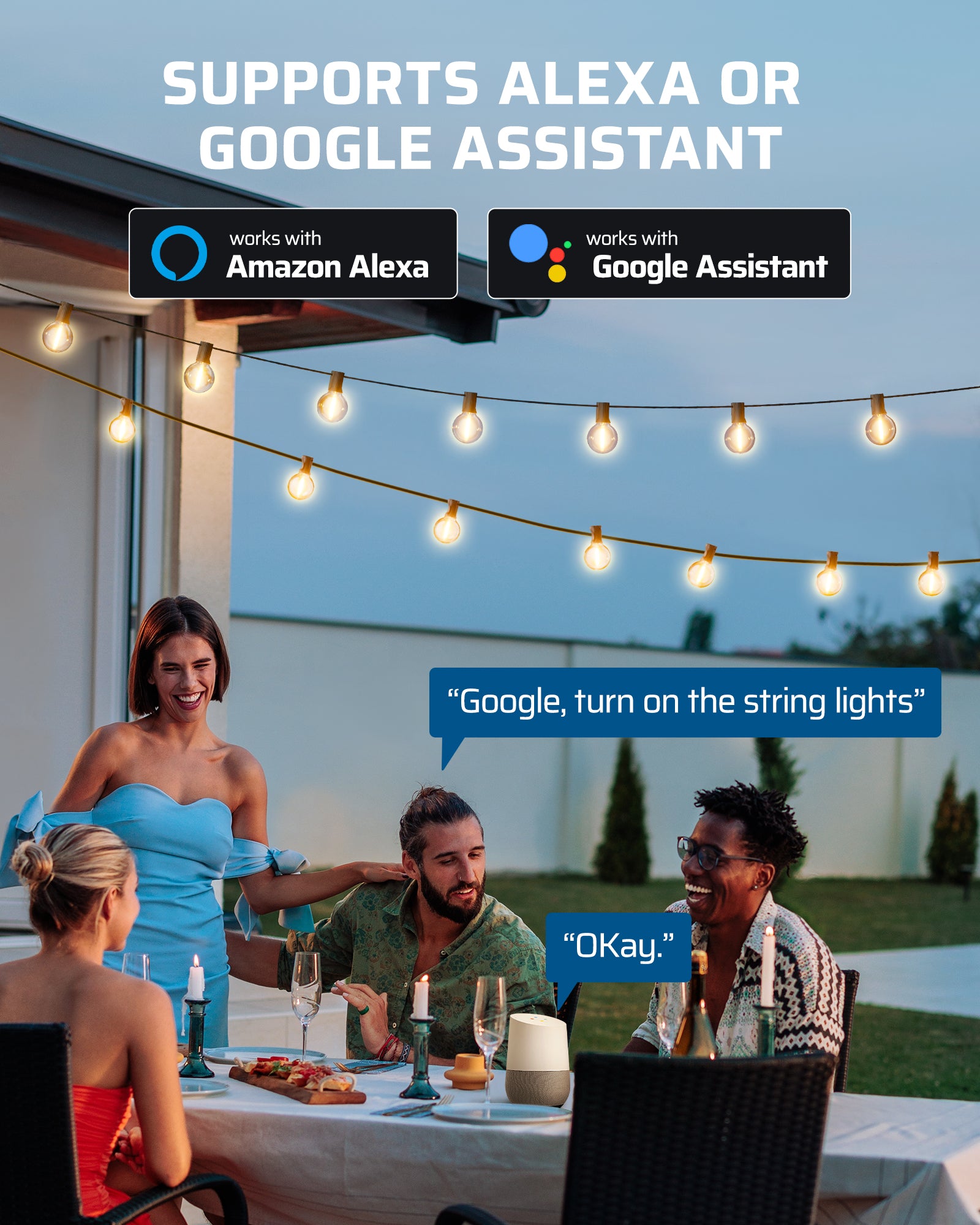 DEWENWILS Outdoor Dimmer for String Lights, Smart Dimmer Plug with Remote, Compatible with Alexa & Google Home, Waterproof, 100FT Range, Remote Dimmer for Dimmable LED/Tungsten Bulbs-HOWD01B