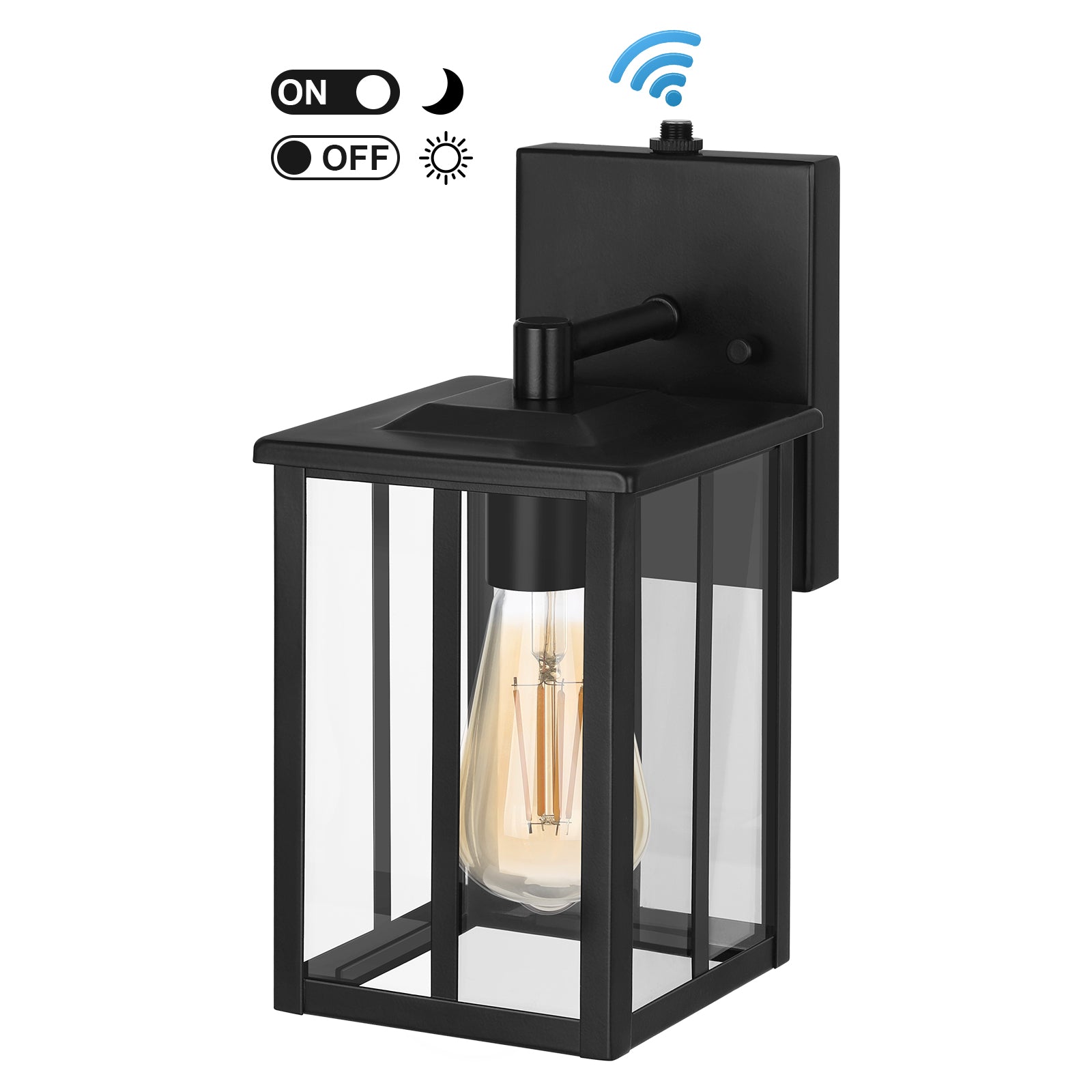 DEWENWILS Dusk to Dawn Outdoor Wall Light, Exterior Wall Lantern with Photocell Sensor, E26 Socket, Clear Glass, Waterproof, Black Wall Sconce Fixture for Porch, Garage, Doorway-HOWL06B