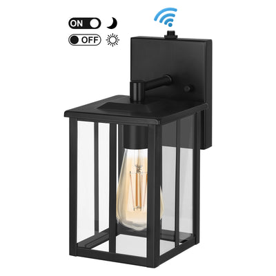 DEWENWILS Dusk to Dawn Outdoor Wall Light, Exterior Wall Lantern with Photocell Sensor, E26 Socket, Clear Glass, Waterproof, Black Wall Sconce Fixture for Porch, Garage, Doorway-HOWL06B