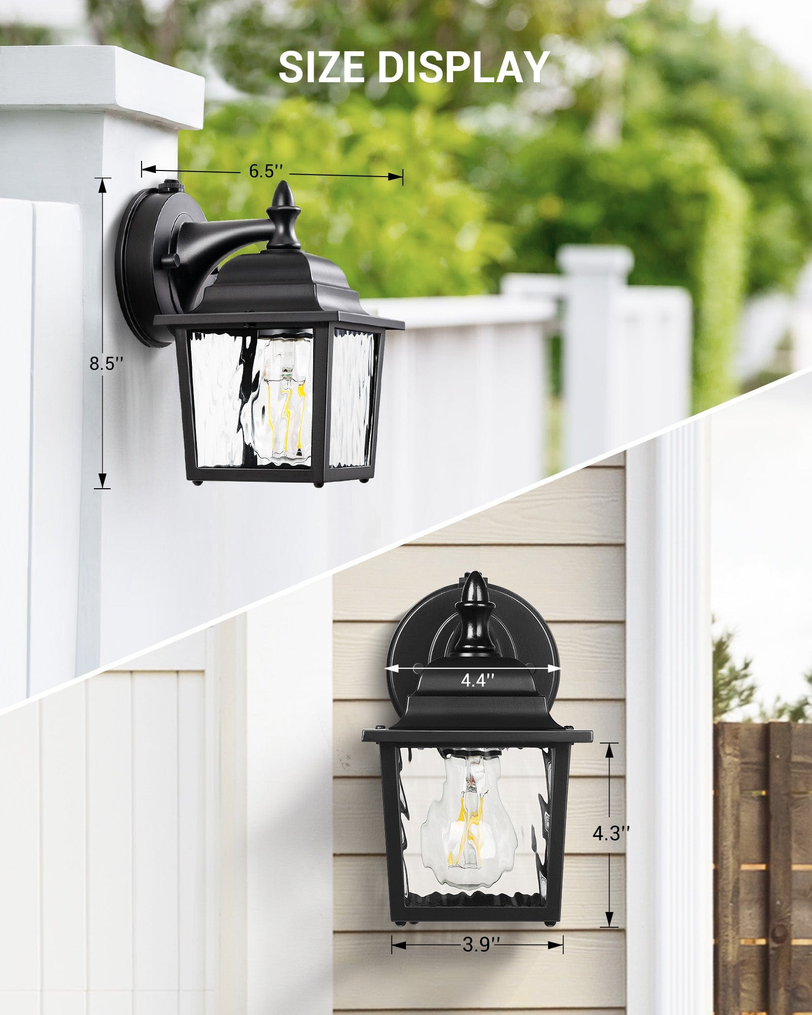 DEWENWILS 2 Pack Dusk to Dawn Outdoor Wall Light Fixture, Wall Lantern Porch Light with Clear Water Ripple Glass Shade, Anti-Rust & Waterproof Outdoor Wall Sconce Lamp for Garage, Backyard-HOWL06D