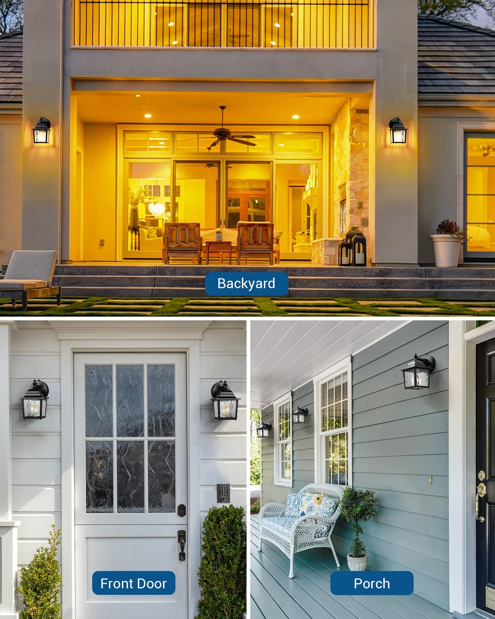 DEWENWILS 2 Pack Dusk to Dawn Outdoor Wall Light Fixture, Wall Lantern Porch Light with Clear Water Ripple Glass Shade, Anti-Rust & Waterproof Outdoor Wall Sconce Lamp for Garage, Backyard-HOWL06D