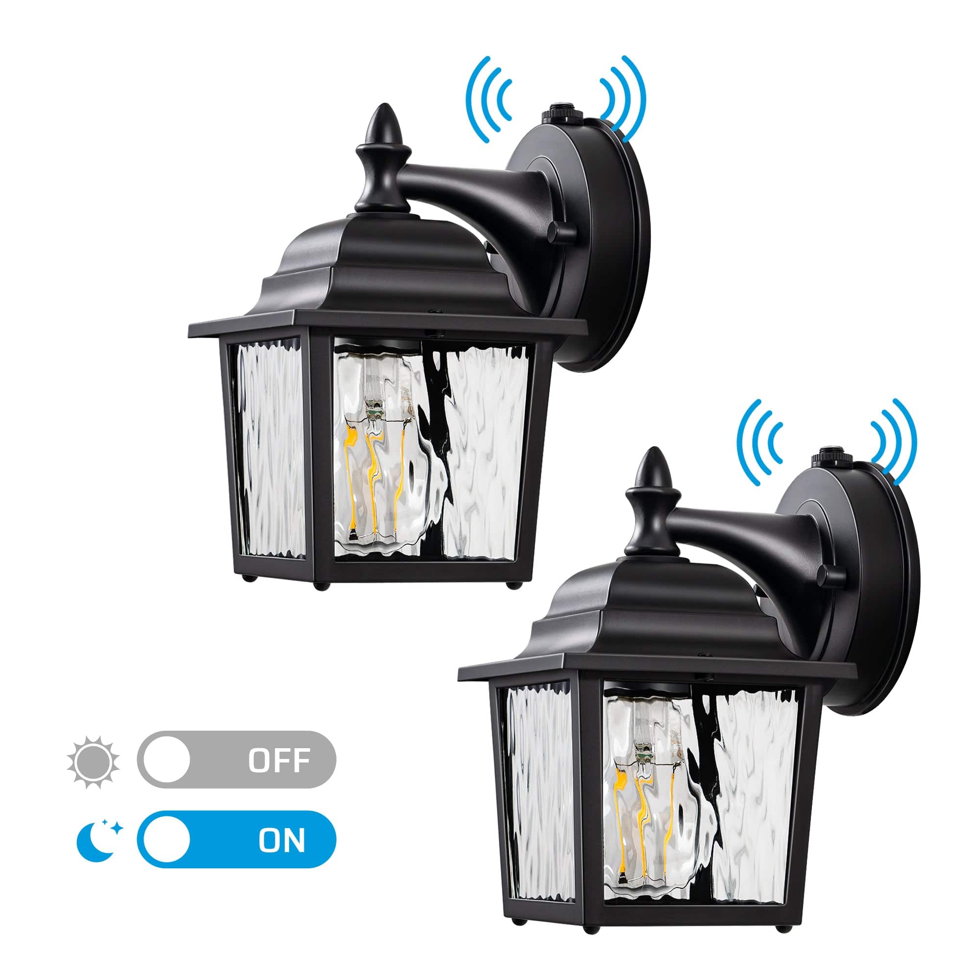 DEWENWILS 2 Pack Dusk to Dawn Outdoor Wall Light Fixture, Wall Lantern Porch Light with Clear Water Ripple Glass Shade, Anti-Rust & Waterproof Outdoor Wall Sconce Lamp for Garage, Backyard-HOWL06D