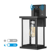 DEWENWILS Outdoor Wall Light Dusk to Dawn Porch Light Glass Shade Matte Black Weatherproof sconce E26 Base-HOWL06E