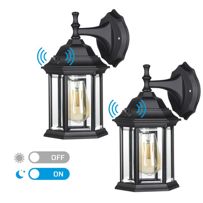 DEWENWILS 2 Pack Dusk to Dawn Outdoor Wall Lantern, Matte Black Outdoor Wall Light Wall Mount, Weatherproof Porch Light Wall Sconce Lamp for Garage Doorway Backyard-F2HOWL06F