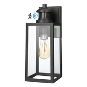 DEWENWILS Outdoor Wall Light with Motion Sensor, Dusk to Dawn Porch Light, Waterproof & Anti-Rust, Exterior Light Fixtures Wall Mount, Clear Glass, Black Wall Lantern for Garage, Entryway-HOWL07A