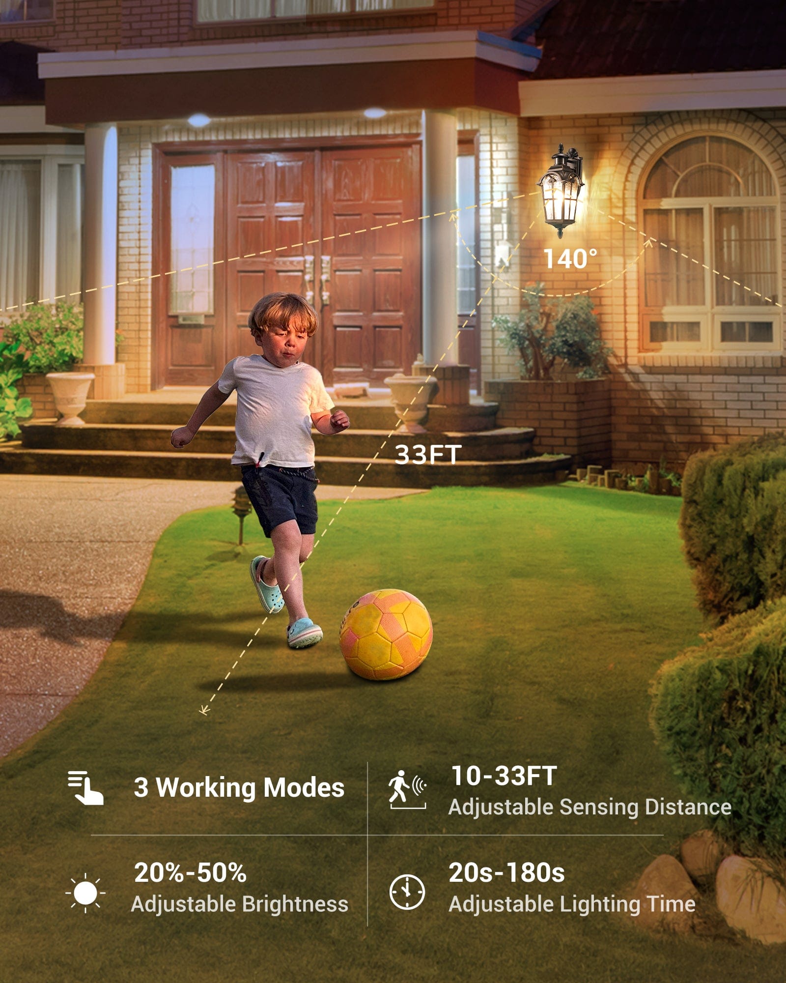 DEWENWILS Motion Sensor and Dusk to Dawn Wall Sconce, Porch Light with Water Ripple Glass, Wall Sconce Lantern for House Garage Patio-F1HOWL07B