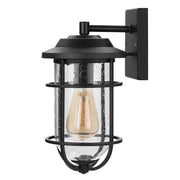 DEWENWILS Outdoor Wall Light, Seeded Glass Shade, Matte Black Finish, E26 Socket, Weather Resistant Wall Sconce, Exterior Porch Light Fixture for Garage, Backyard-HOWL05A