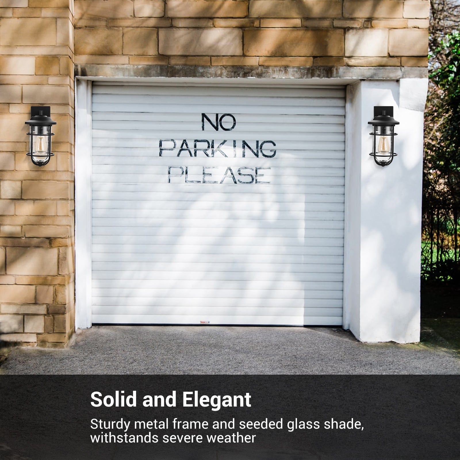 DEWENWILS Outdoor Wall Light, Seeded Glass Shade, Matte Black Finish, E26 Socket, Weather Resistant Wall Sconce, Exterior Porch Light Fixture for Garage, Backyard-HOWL05A