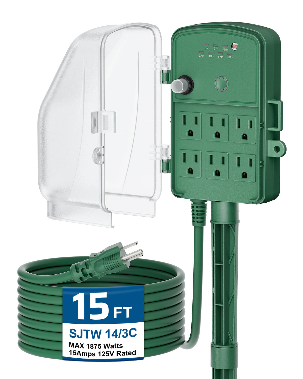 DEWENWILS Outdoor Power Stake Timer, Waterproof Dusk to Dawn Timer H0YS06B