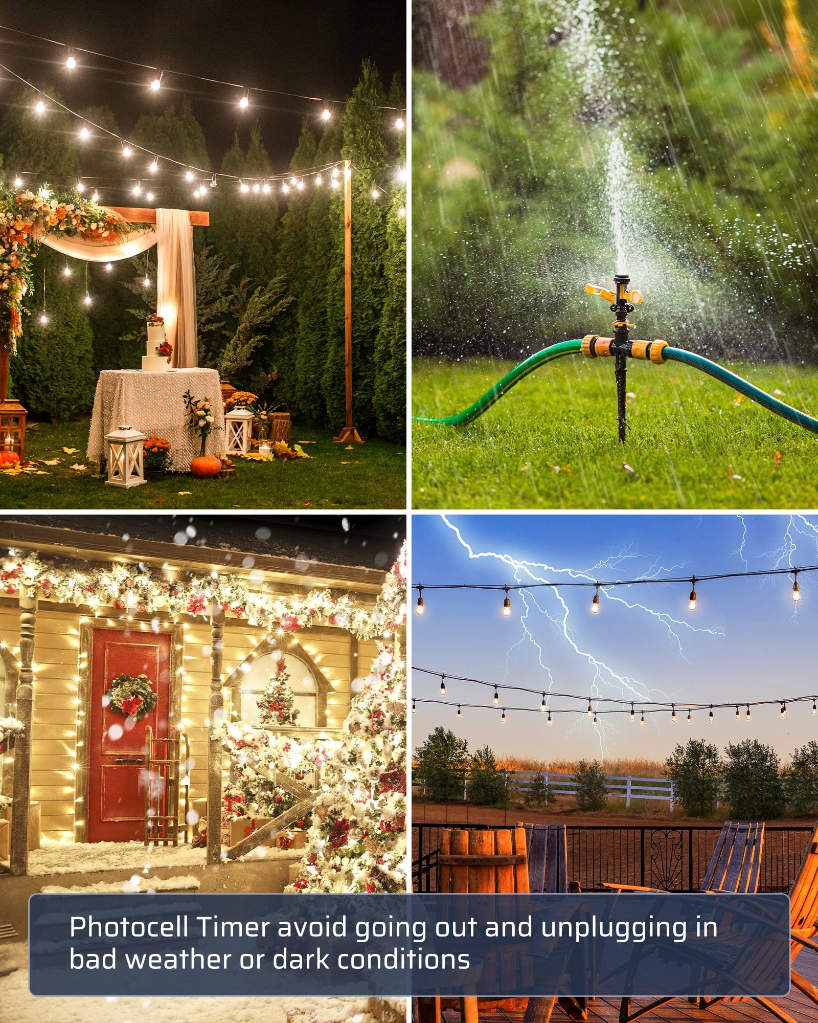 DEWENWILS Outdoor Power Strip Timer with Photocell, Yard Stake Timer Dusk to Dawn, Weatherproof Countdown Light Timer, 6 Outlets 10ft Cord for Outdoor Lights, Sprinklers, Garden, 1875W/15A-HOYS16C