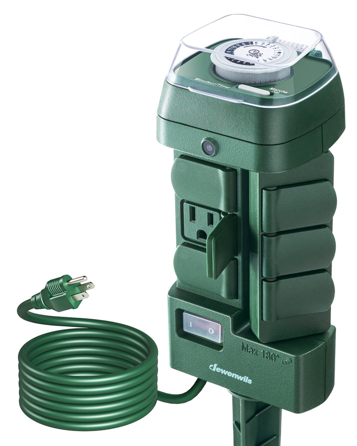 DEWENWILS Outdoor Power Stake Timer, Waterproof 6 Outlet Yard Stake Mechanical Timer for Outdoor Lights, Sprinklers, Garden