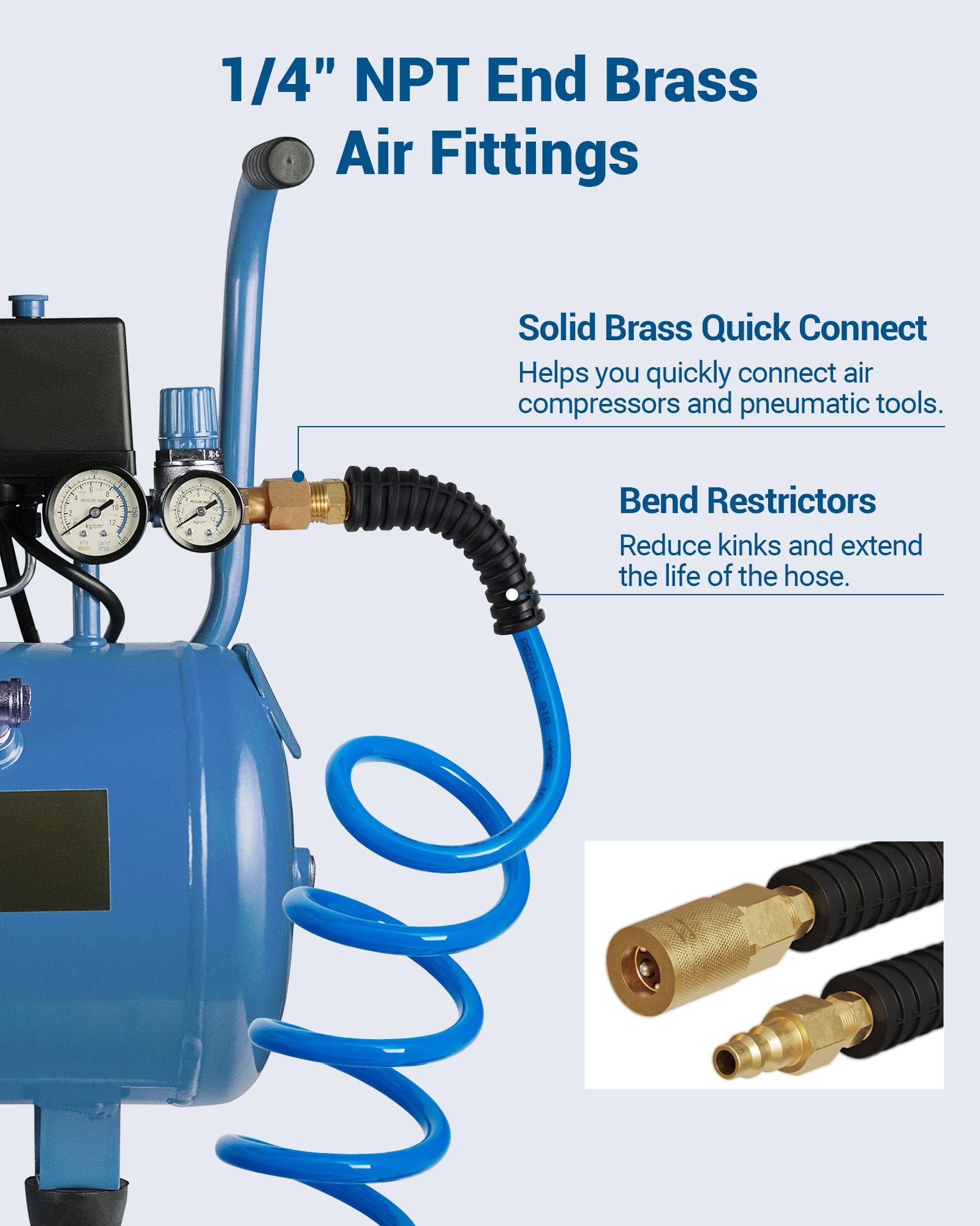 DEWENWILS 25ft 1/4 in Polyurethane Recoil Air Hose-HPAH25A