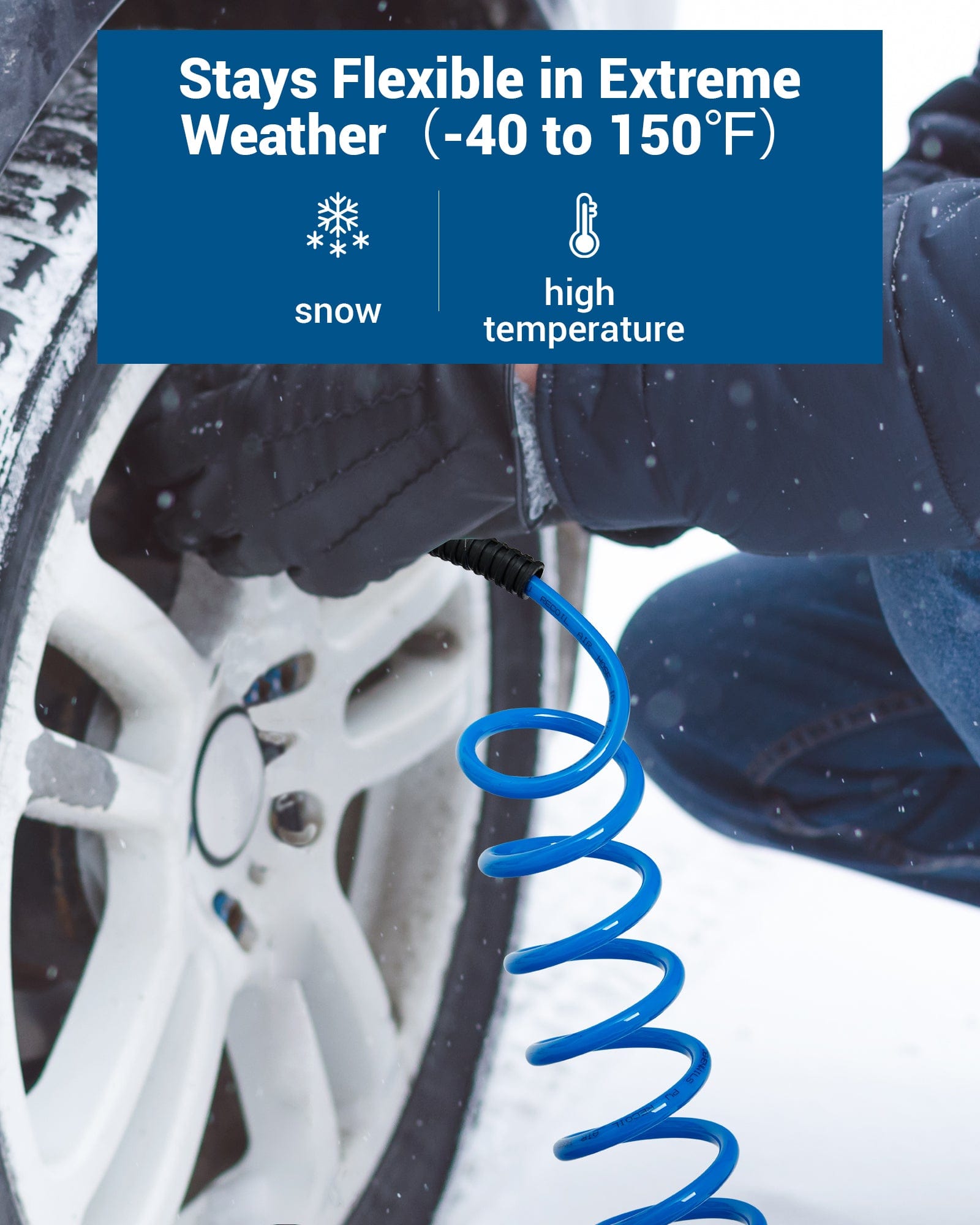 DEWENWILS 25ft 1/4 in Polyurethane Recoil Air Hose-HPAH25A