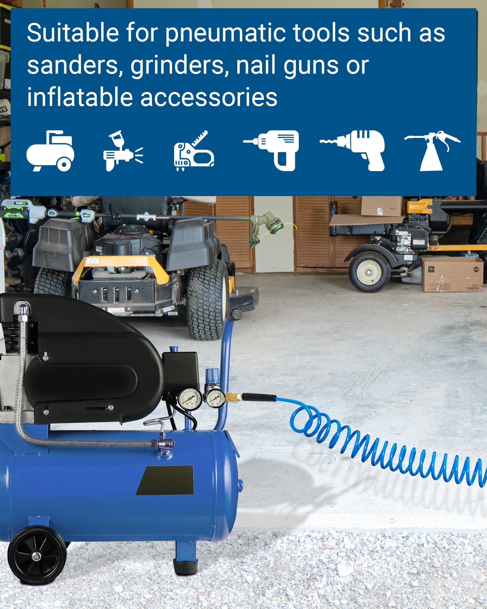 DEWENWILS 25ft 1/4 in Polyurethane Recoil Air Hose-HPAH25A