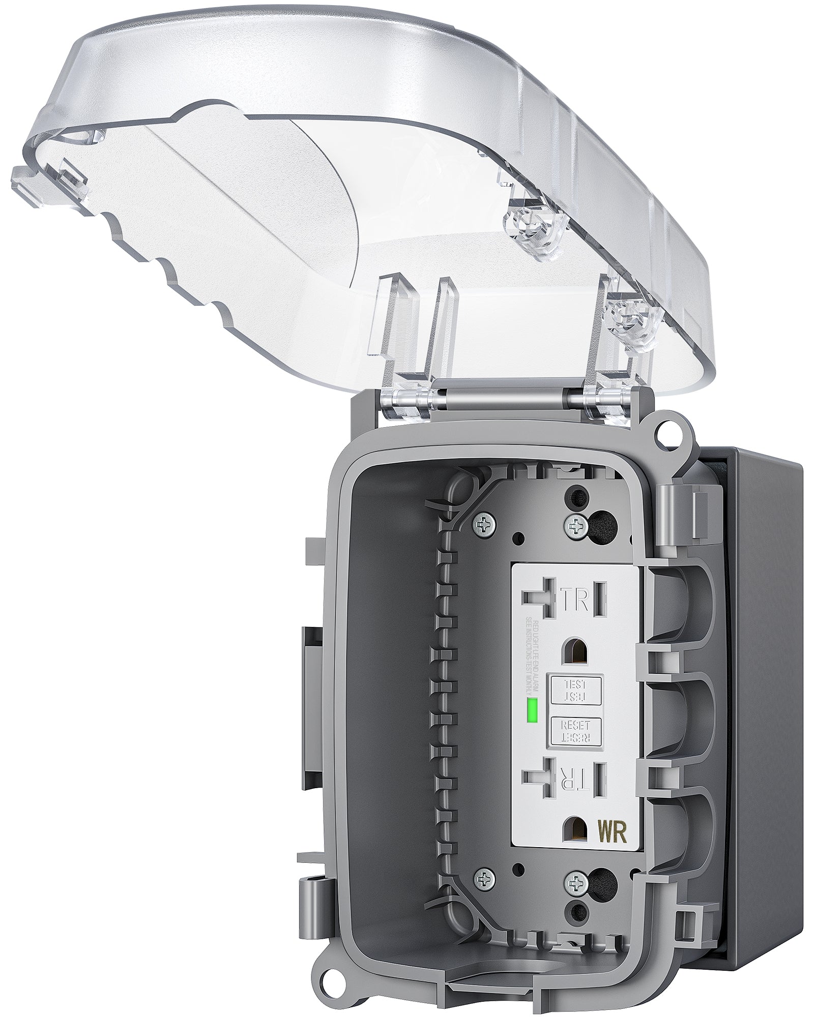 DEWENWILS 20A Outdoor Outlet Box, Heavy Duty GFCI Outlet Kit with Self Test, WR/TR, NEMA 5-20R Outdoor Electrical Box for Garden, Yard, Sports Field, White - HPCB20A