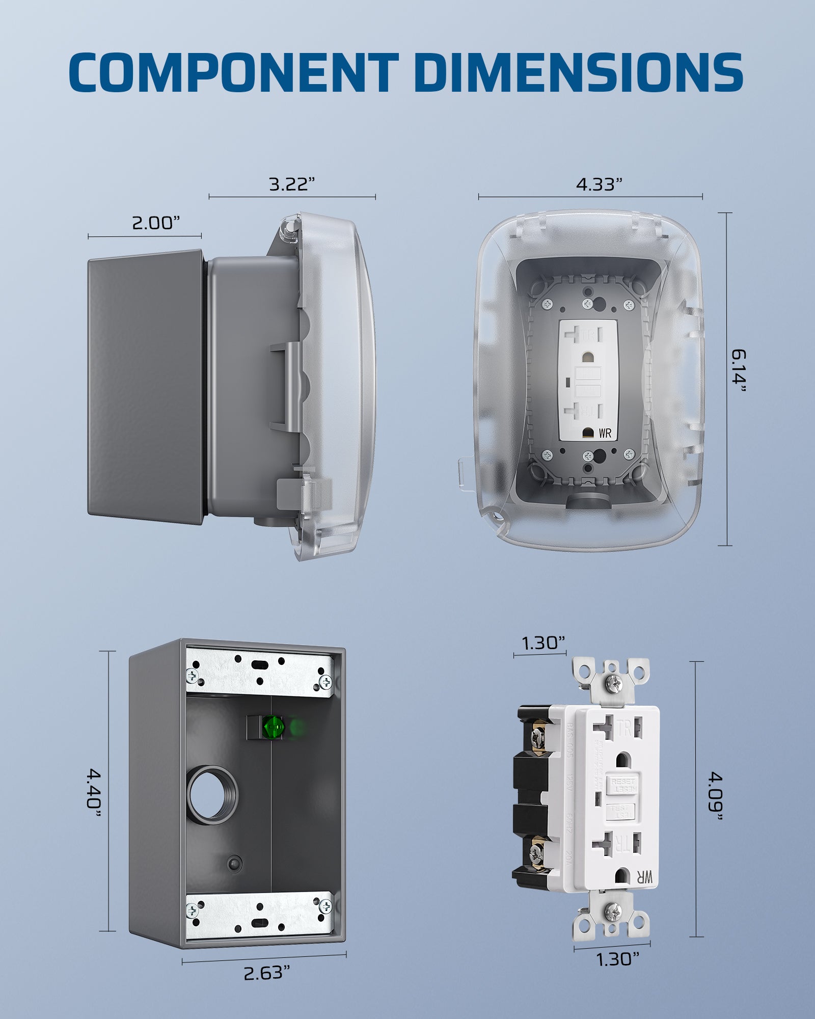 Outdoor Receptacle Box COMPONENT DIMENSIONS