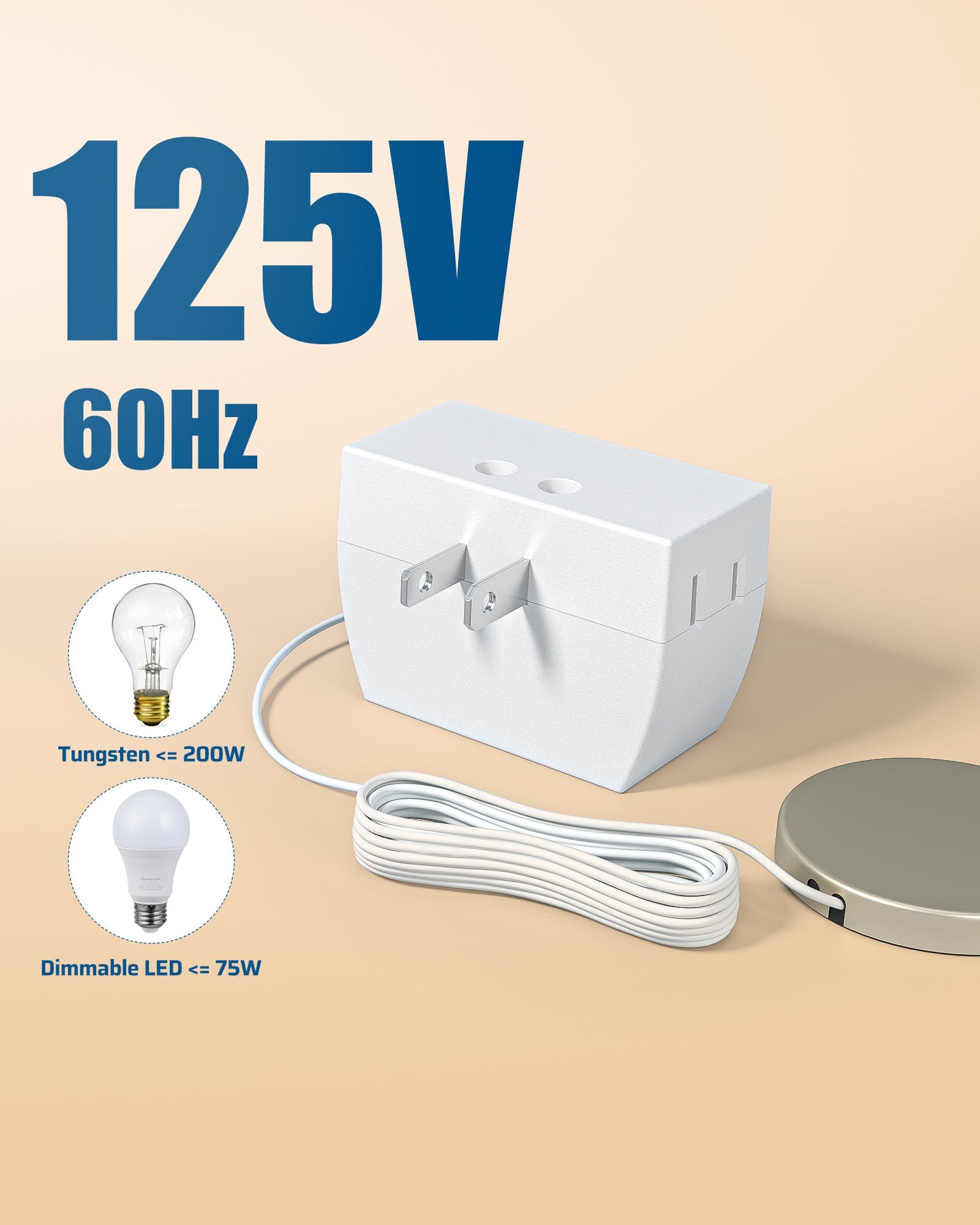 DEWENWILS Touch Dimmer Switch, Touch Pad Control with 3 Levels of Dimming, Dimmable LED/CFL Lights, and Incandescent Bulbs, 8ft Extension Cord (2 Pack)-F2HPID01E