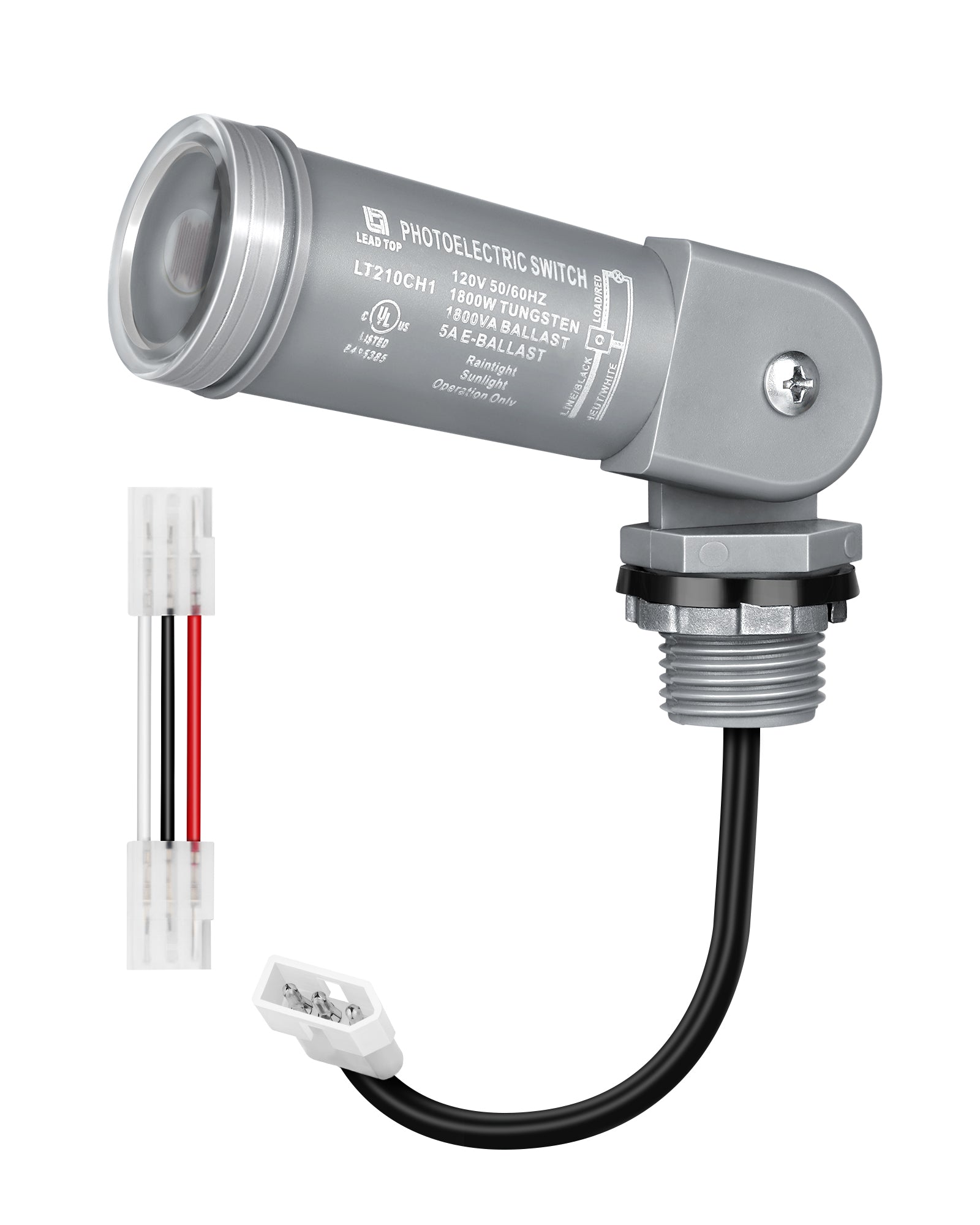 DEWENWILS 120VAC Dusk to Dawn Sensor, Light Sensor Switch, Swivel Mount, Photocell Light Control for Outdoor Low Voltage Transformer, 3 Pin Male to Male Connector Included-HPPS01A1