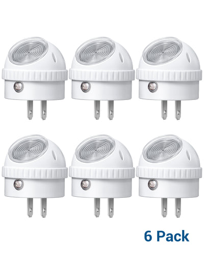 DEWENWILS 6-Pack LED Night Light Plug in,Nightlight Dusk to Dawn Auto On and Off, 360° Rotating Shade Nightlights, Warm White-WHPSL03R8